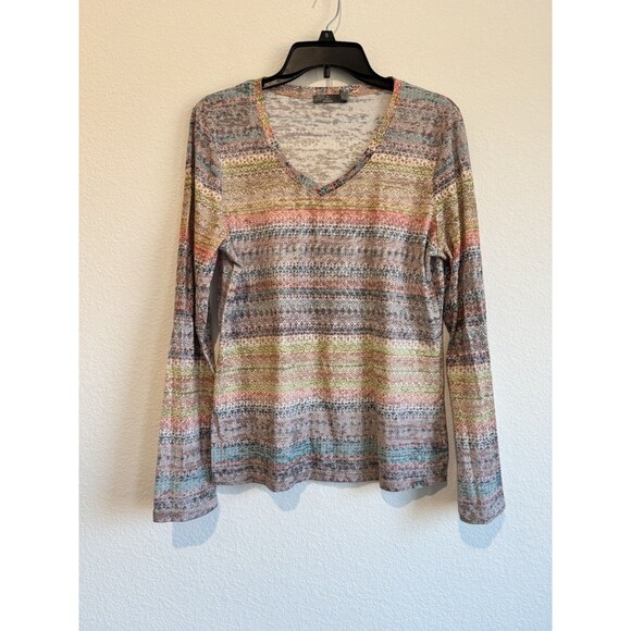 Prana Women's Lottie Pullover Lightweight Burnout Tee Shirt Colorful Thin XL - Picture 1 of 9